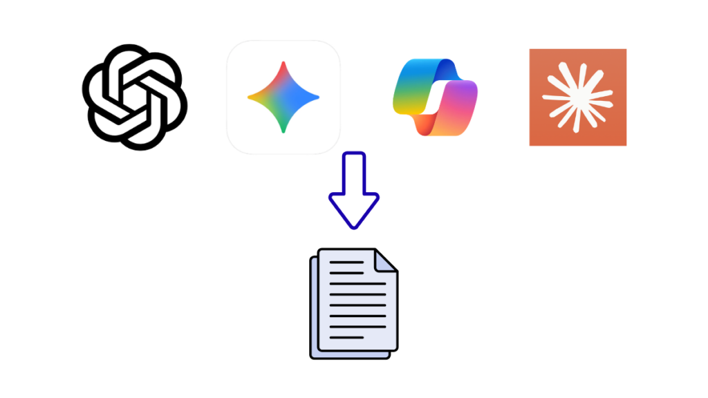 文書生成AI おすすめを比較する画像｜Chat GPT Gemini Copilot Claude