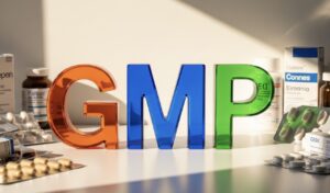 製薬における医薬品GMP導入を促す記事であることを示す、治療薬とGMPという文字のイメージ