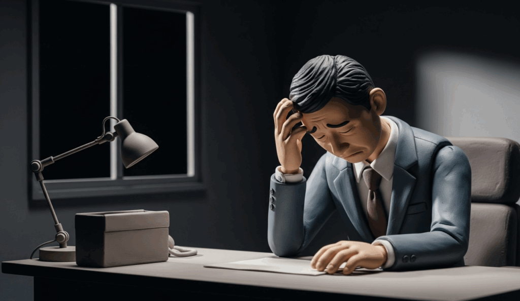 PoC開発のプロセスでうまくいかず困る男性の画像