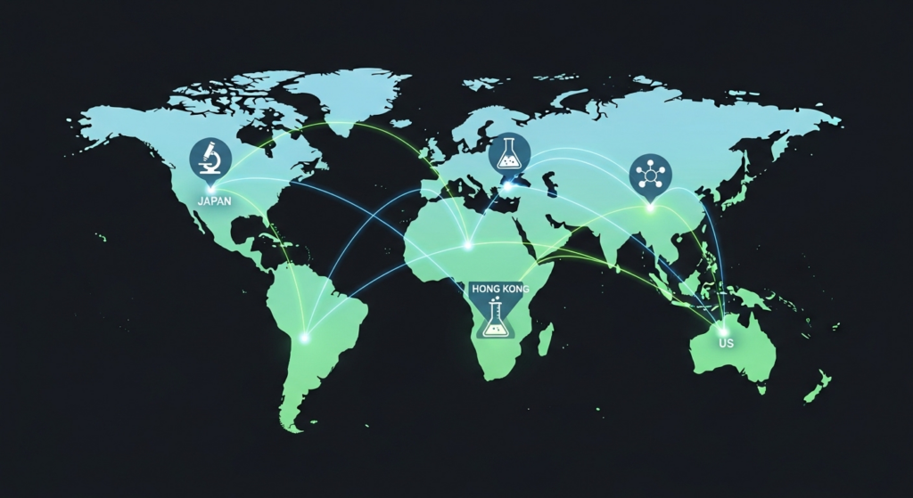 世界地図とAI創薬