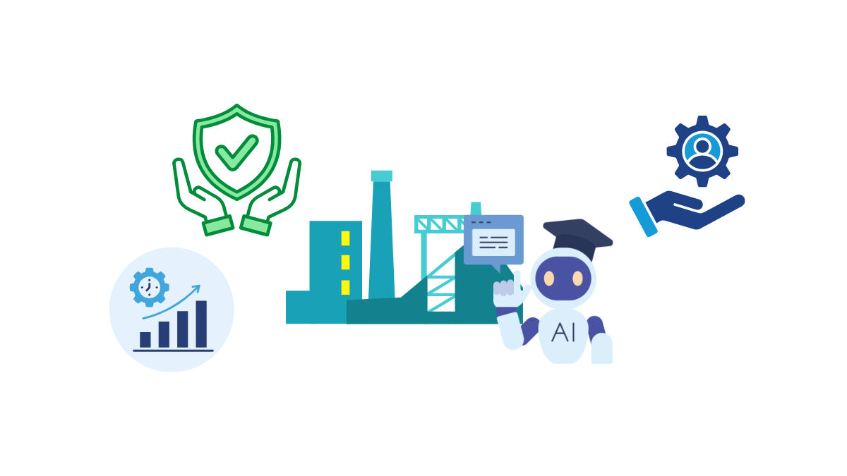 製造業の生成AI導入状況とメリットについて解説し、活用事例を紹介する画像